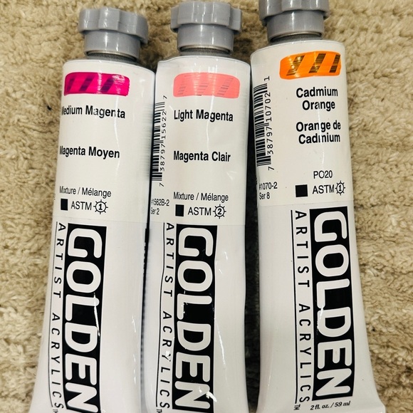 Art Supply Set Golden Heavy Body Paint Lot of 27 with Brushes, Canvas, Sta-Wet - Picture 14 of 16